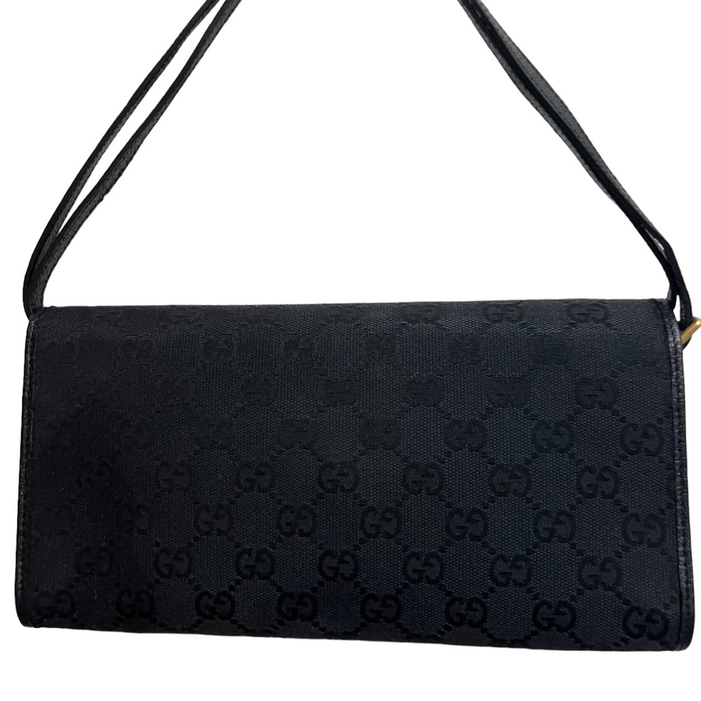 GUCCI black GG monogram canvas crossbody clutch. - Picture 2 of 11